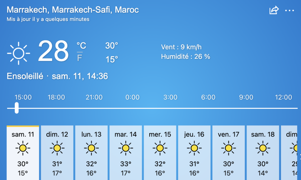 Meteo Marrakech novembre